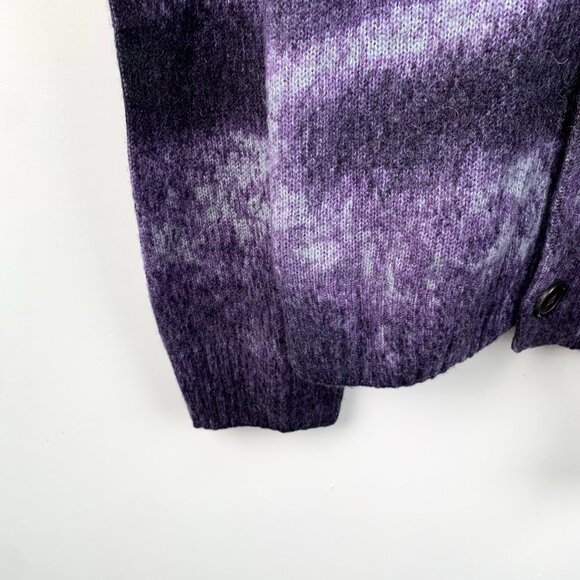 IM0281 Hermes Hermes purple rendered wool long-sleeved single-breasted knitted c - Picture 4 of 7